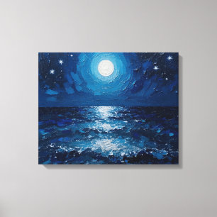 Toile enrobée Nuit Océanique Lune Côtière