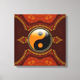 Toile enroulée Yin Yang Nouvel Âge Tribal Terre