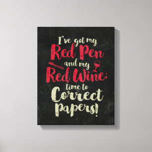 Toile Enseignant Rouge Stylo Rouge Vin