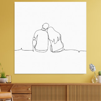 Toile Ensemble – Couple minimaliste sur une ligne