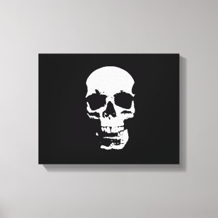 Toile Enveloppée d'Art Pop Crâne Noir & Blanc