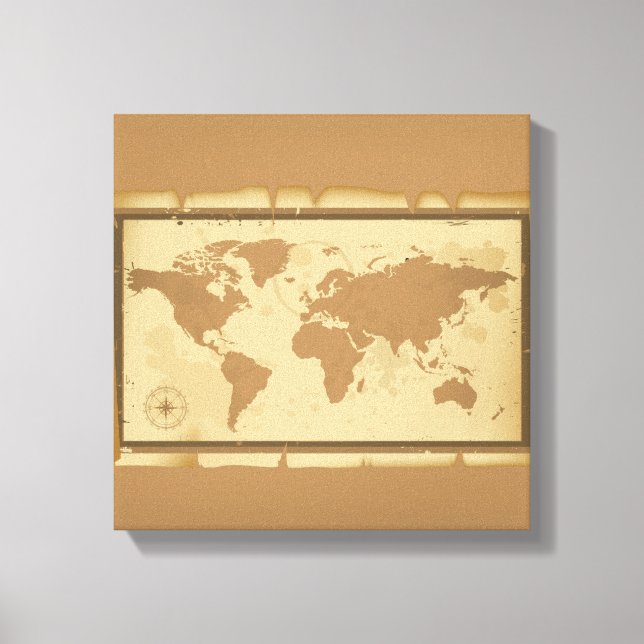 Toile enveloppée de la carte de l'ancien monde (Recto)