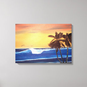 Toile enveloppée de la peinture du coucher de sol