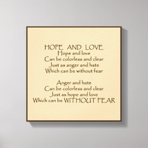 Toile Enveloppée De Poème Espoir Et Amour