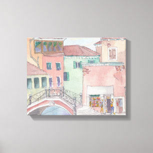 Toile enveloppée "Esquisse aquarelle/Venise Italie