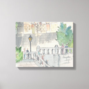 Toile enveloppée "Esquisse d'aquarelle/Château de 