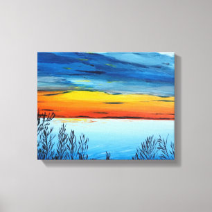 Toile enveloppée Impression avec coucher de solei