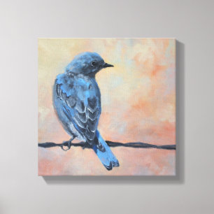 Toile enveloppée par beaux-arts d'oiseau bleu de