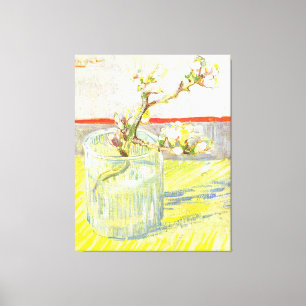 Toile Épingle d'amande fleurie dans un van en verre Gogh