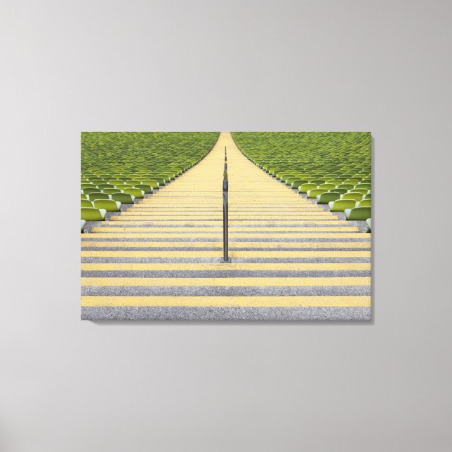 Toile Escalier du stade entre rangées de sièges verts (Recto)