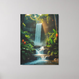 Toile Escape Tropical - Deep Jungle Waterfall Canvas Art