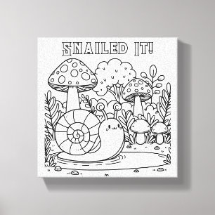 Toile Escargot et champignons mignons Couleur J'Ai P
