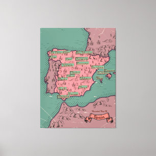 Toile Espagne Vintage vieille carte