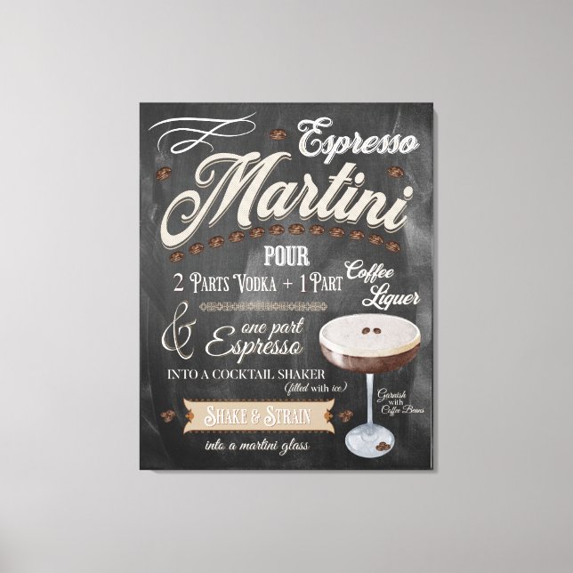 Toile Espresso Martini Chalkboard Recette (Recto)