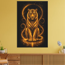 Esprit Tigre Doré Céleste – Art Cosmique Lumineux