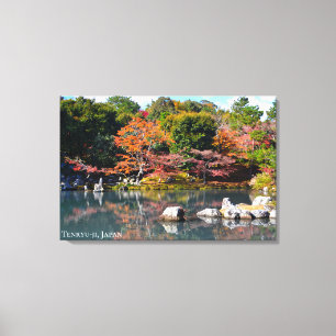 Toile Étang de temple de jardin d'automne Japon Arashiya