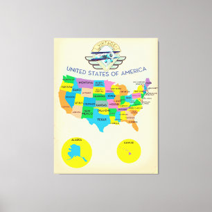 Toile États-Unis d'Amérique Style vintage Carte
