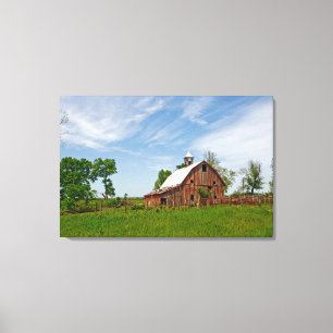 Toile États-Unis, Kansas. Vieille grange rouge