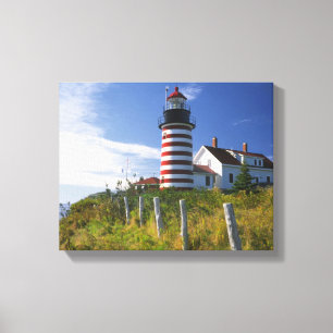 Toile États-Unis, Maine, Lubec. Phare de West Quoddy Hea