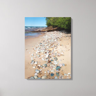 Toile États-Unis, Michigan. Galets le long de la plage d