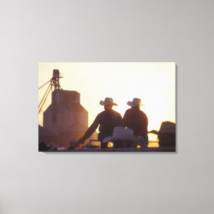 Toile États-Unis, Wyoming, Pine Bluffs. Deux hommes seco