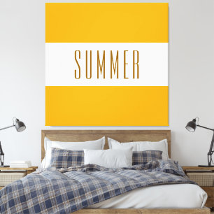 Toile ÉTÉ Amusant brillant Golden Yellow White Stripes