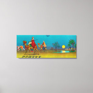 Toile Étiquette de café de scène de désert