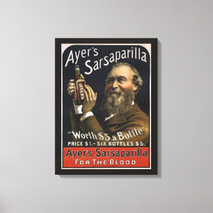 Toile Étiquette de produit vintage, boisson Sarsaparilla