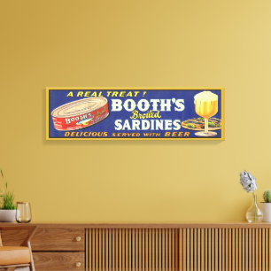 Toile Étiquette de sardines grillées de la marque Booth'