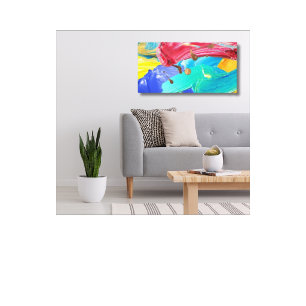 Toile étirée Imprimer Bleu Rouge Abstrait Mur Art