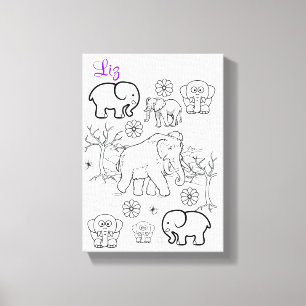 Toile étirée Imprimer Colorants Eléphants
