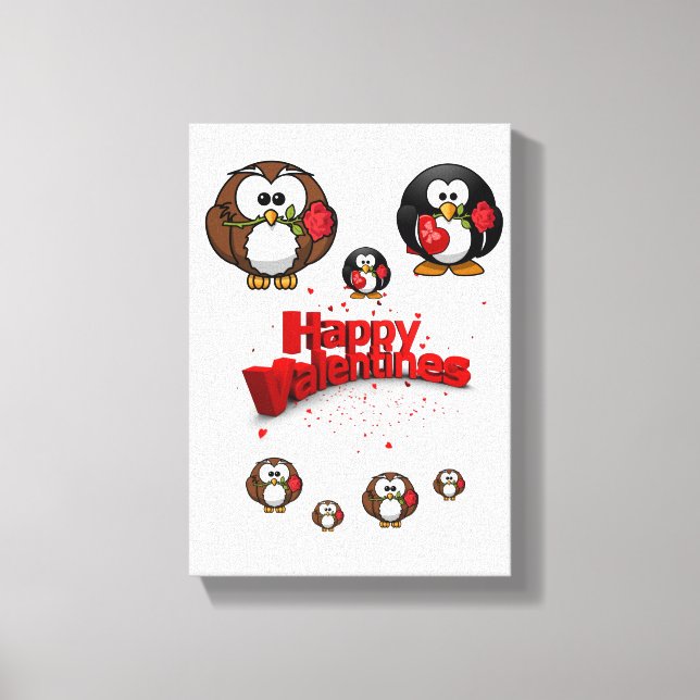 Toile étirée Imprimer Penguin de Saint-Valentin (Recto)