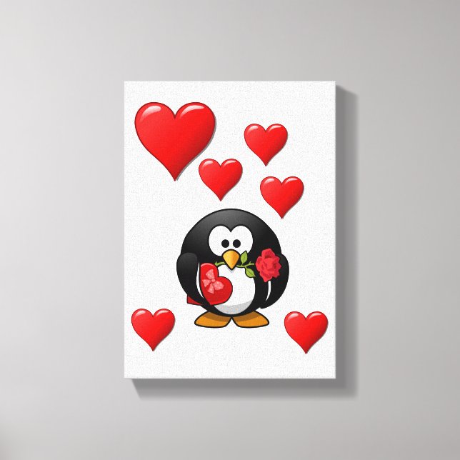 Toile étirée Imprimer Penguin de Saint-Valentin (Recto)