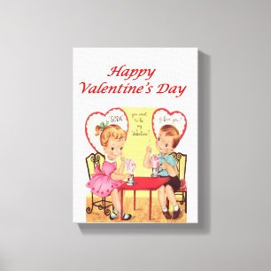 toile étirée Imprimer Saint Valentin Vintage