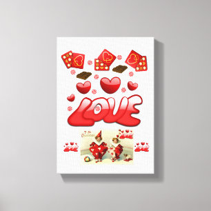 toile étirée Imprimer Saint Valentin Vintage