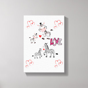 Toile étirée Imprimer Saint Valentin Zebra