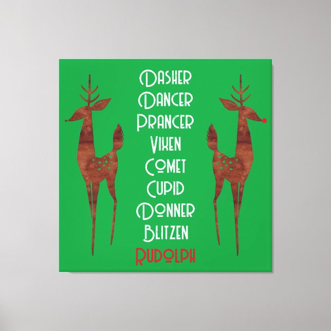 Toile étirée - Père Noël Reindeer - Rudolph (Recto)