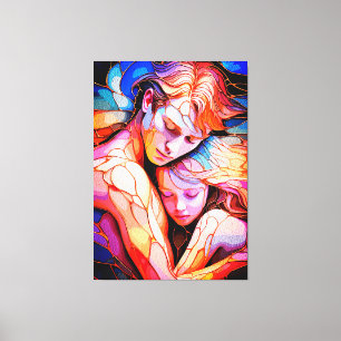 Toile Étreinte du Gardien Éthéré – Vitrail Fantastique