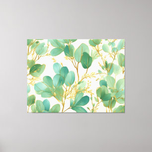 Toile Eucalyptus Feuille Green et Gold Design