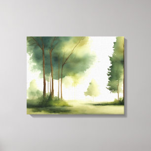 Toile Évasion Tranquille : Peinture de forêt à l'aquarel