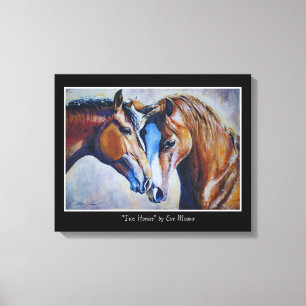 Toile EVE Peint Deux Chevaux Portrait Acrylique Imprimer
