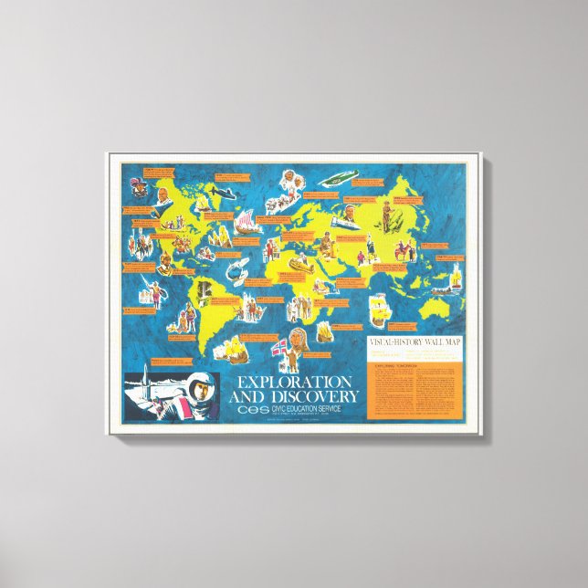 Toile Exploration et découverte Carte du monde de l'hist (Recto)