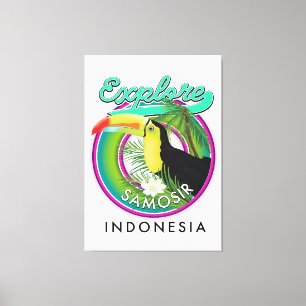 Toile explorer le logo voyage de Samosir indonesia
