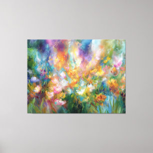 Toile Explosion florale cosmique abstraite dans des coul