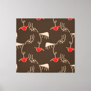 Toile Face de femme à une ligne : motif abstrait.