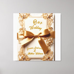 Toile Faire-part de mariage floral embossé avec nœud en 
