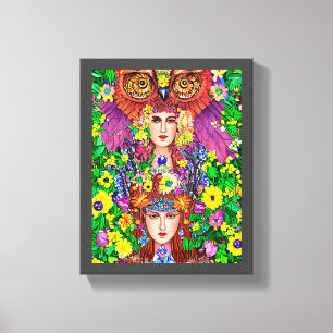 Toile Fairy Princess Sisters Owl art nouveau original