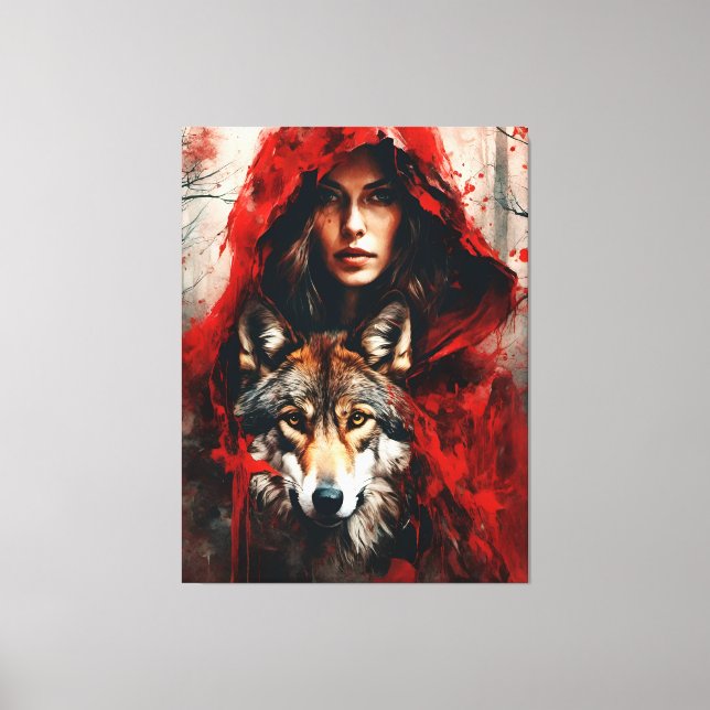 Toile Fairytale Woman et un loup (Recto)