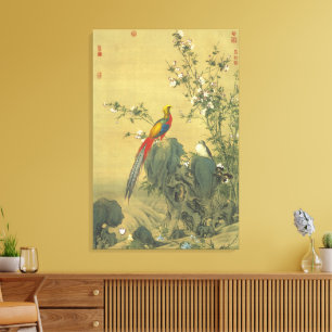 Toile Faisan doré vintage dans l'art de jardin printanie