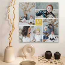 Famille Carré moderne Monogramme Photo Collage Can